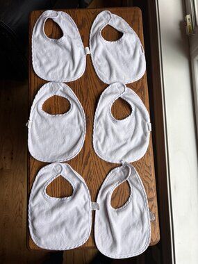 Luvable Friends set of six white terrycloth bibs